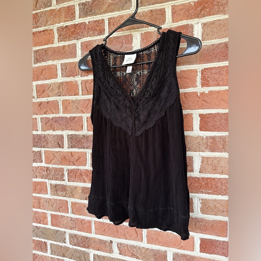 Small Black Know Rose Tank Top